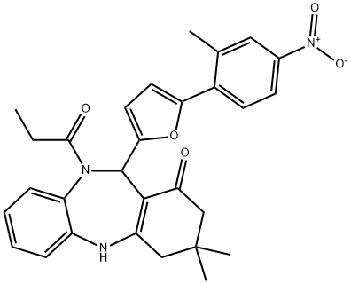 369403-90-7 11-(5-{4-nitro-2-methylphenyl}-2-furyl)-3,3-dimethyl-10-propionyl-2,3,4,5,10,11-hexahydro-1H-dibenzo[b,e][1,4]diazepin-1-one