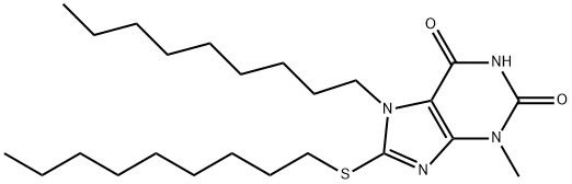 3-methyl-7-nonyl-8-(nonylsulfanyl)-3,7-dihydro-1H-purine-2,6-dione 化学構造式