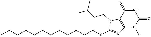 8-(dodecylsulfanyl)-7-isopentyl-3-methyl-3,7-dihydro-1H-purine-2,6-dione 结构式