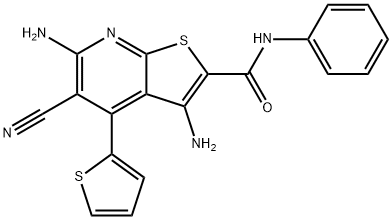 3,6-diamino-5-cyano-N-phenyl-4-(2-thienyl)thieno[2,3-b]pyridine-2-carboxamide Structure