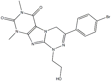 3-(4-bromophenyl)-1-(2-hydroxyethyl)-7,9-dimethyl-1,4-dihydro[1,2,4]triazino[3,4-f]purine-6,8(7H,9H)-dione,370072-13-2,结构式