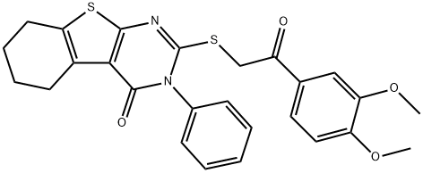 2-{[2-(3,4-dimethoxyphenyl)-2-oxoethyl]sulfanyl}-3-phenyl-5,6,7,8-tetrahydro[1]benzothieno[2,3-d]pyrimidin-4(3H)-one,370076-78-1,结构式