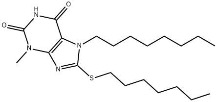 8-(heptylsulfanyl)-3-methyl-7-octyl-3,7-dihydro-1H-purine-2,6-dione 化学構造式