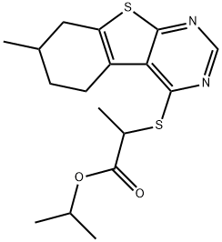 isopropyl 2-[(7-methyl-5,6,7,8-tetrahydro[1]benzothieno[2,3-d]pyrimidin-4-yl)sulfanyl]propanoate Structure