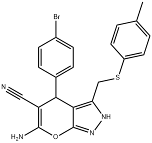 6-amino-4-(4-bromophenyl)-3-{[(4-methylphenyl)sulfanyl]methyl}-2,4-dihydropyrano[2,3-c]pyrazole-5-carbonitrile|