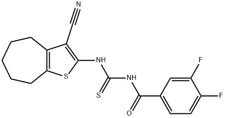 N-(3-cyano-5,6,7,8-tetrahydro-4H-cyclohepta[b]thien-2-yl)-N'-(3,4-difluorobenzoyl)thiourea 结构式