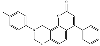 9-(4-fluorophenyl)-4-phenyl-9,10-dihydro-2H,8H-chromeno[8,7-e][1,3]oxazin-2-one Structure