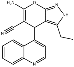 6-amino-3-ethyl-4-quinolin-4-yl-2,4-dihydropyrano[2,3-c]pyrazole-5-carbonitrile|