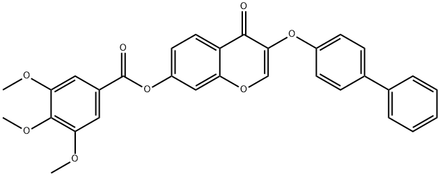 3-([1,1'-biphenyl]-4-yloxy)-4-oxo-4H-chromen-7-yl 3,4,5-trimethoxybenzoate Struktur