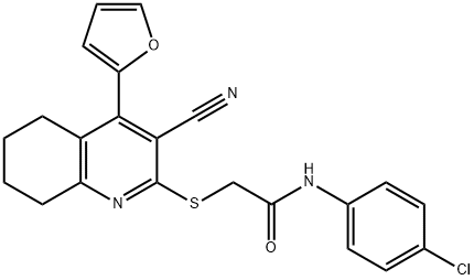 N-(4-chlorophenyl)-2-{[3-cyano-4-(2-furyl)-5,6,7,8-tetrahydro-2-quinolinyl]sulfanyl}acetamide Structure