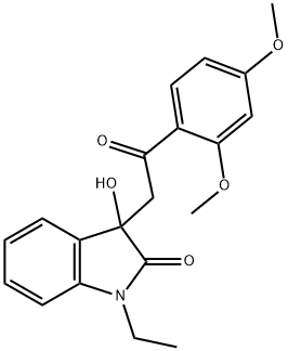 3-[2-(2,4-dimethoxyphenyl)-2-oxoethyl]-1-ethyl-3-hydroxy-1,3-dihydro-2H-indol-2-one 结构式