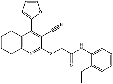2-{[3-cyano-4-(2-furyl)-5,6,7,8-tetrahydro-2-quinolinyl]sulfanyl}-N-(2-ethylphenyl)acetamide,370851-88-0,结构式