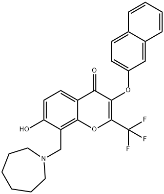 8-(1-azepanylmethyl)-7-hydroxy-3-(2-naphthyloxy)-2-(trifluoromethyl)-4H-chromen-4-one Structure