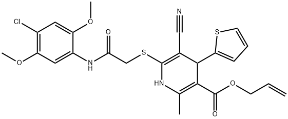 allyl 6-{[2-(4-chloro-2,5-dimethoxyanilino)-2-oxoethyl]sulfanyl}-5-cyano-2-methyl-4-(2-thienyl)-1,4-dihydro-3-pyridinecarboxylate,370854-91-4,结构式