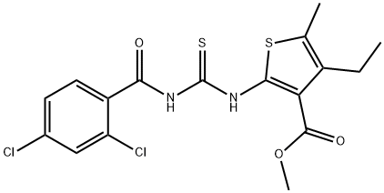 methyl 2-({[(2,4-dichlorobenzoyl)amino]carbothioyl}amino)-4-ethyl-5-methyl-3-thiophenecarboxylate Struktur