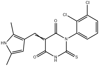 1-(2,3-dichlorophenyl)-5-[(2,5-dimethyl-1H-pyrrol-3-yl)methylene]-2-thioxodihydro-4,6(1H,5H)-pyrimidinedione Struktur