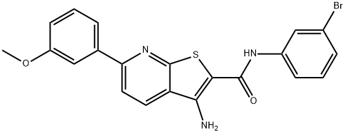 3-amino-N-(3-bromophenyl)-6-(3-methoxyphenyl)thieno[2,3-b]pyridine-2-carboxamide 化学構造式