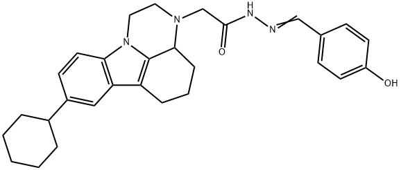 2-(8-cyclohexyl-1,2,3a,4,5,6-hexahydro-3H-pyrazino[3,2,1-jk]carbazol-3-yl)-N'-(4-hydroxybenzylidene)acetohydrazide|