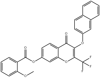 3-(2-naphthyloxy)-4-oxo-2-(trifluoromethyl)-4H-chromen-7-yl 2-methoxybenzoate 化学構造式