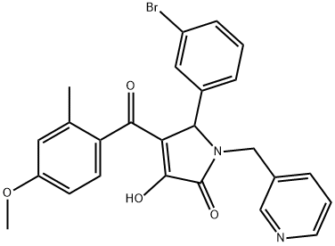 5-(3-bromophenyl)-3-hydroxy-4-(4-methoxy-2-methylbenzoyl)-1-(pyridin-3-ylmethyl)-1,5-dihydro-2H-pyrrol-2-one Structure