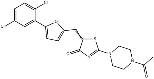 2-(4-acetyl-1-piperazinyl)-5-{[5-(2,5-dichlorophenyl)-2-furyl]methylene}-1,3-thiazol-4(5H)-one 结构式