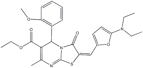 ethyl 2-{[5-(diethylamino)-2-furyl]methylene}-5-(2-methoxyphenyl)-7-methyl-3-oxo-2,3-dihydro-5H-[1,3]thiazolo[3,2-a]pyrimidine-6-carboxylate Structure