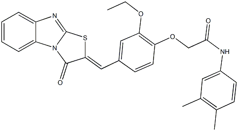 N-(3,4-dimethylphenyl)-2-{2-ethoxy-4-[(3-oxo[1,3]thiazolo[3,2-a]benzimidazol-2(3H)-ylidene)methyl]phenoxy}acetamide,371136-93-5,结构式