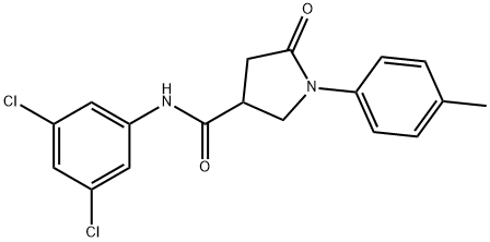 N-(3,5-dichlorophenyl)-1-(4-methylphenyl)-5-oxo-3-pyrrolidinecarboxamide Struktur
