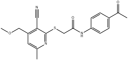 N-(4-acetylphenyl)-2-{[3-cyano-4-(methoxymethyl)-6-methyl-2-pyridinyl]sulfanyl}acetamide Structure