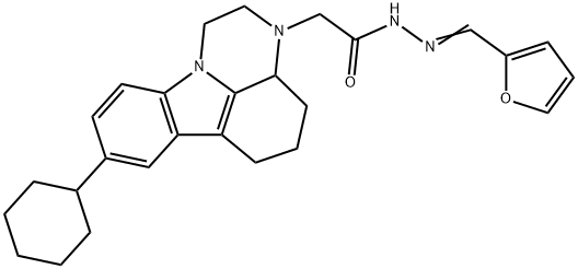 2-(8-cyclohexyl-1,2,3a,4,5,6-hexahydro-3H-pyrazino[3,2,1-jk]carbazol-3-yl)-N'-(2-furylmethylene)acetohydrazide,371138-00-0,结构式