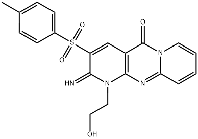 1-(2-hydroxyethyl)-2-imino-3-[(4-methylphenyl)sulfonyl]-1,2-dihydro-5H-dipyrido[1,2-a:2,3-d]pyrimidin-5-one 结构式