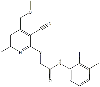 2-{[3-cyano-4-(methoxymethyl)-6-methyl-2-pyridinyl]sulfanyl}-N-(2,3-dimethylphenyl)acetamide 化学構造式