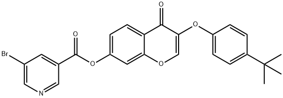 3-(4-tert-butylphenoxy)-4-oxo-4H-chromen-7-yl 5-bromonicotinate Struktur