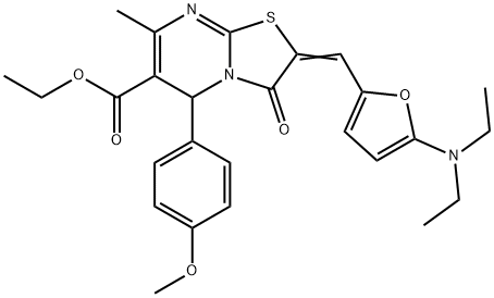 ethyl 2-{[5-(diethylamino)-2-furyl]methylene}-5-(4-methoxyphenyl)-7-methyl-3-oxo-2,3-dihydro-5H-[1,3]thiazolo[3,2-a]pyrimidine-6-carboxylate Struktur