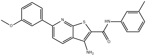 3-amino-6-(3-methoxyphenyl)-N-(3-methylphenyl)thieno[2,3-b]pyridine-2-carboxamide 结构式