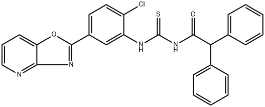 N-(2-chloro-5-[1,3]oxazolo[4,5-b]pyridin-2-ylphenyl)-N'-(diphenylacetyl)thiourea 化学構造式