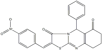 2-{4-nitrobenzylidene}-5-phenyl-8,9-dihydro-5H-[1,3]thiazolo[2,3-b]quinazoline-3,6(2H,7H)-dione,371203-35-9,结构式