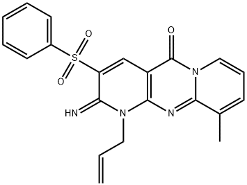 1-allyl-2-imino-10-methyl-3-(phenylsulfonyl)-1,2-dihydro-5H-dipyrido[1,2-a:2,3-d]pyrimidin-5-one Structure