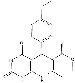 methyl 5-(4-methoxyphenyl)-7-methyl-4-oxo-2-thioxo-1,2,3,4,5,8-hexahydropyrido[2,3-d]pyrimidine-6-carboxylate Structure