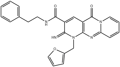 1-(2-furylmethyl)-2-imino-5-oxo-N-(2-phenylethyl)-1,5-dihydro-2H-dipyrido[1,2-a:2,3-d]pyrimidine-3-carboxamide 化学構造式