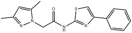 2-(3,5-dimethyl-1H-pyrazol-1-yl)-N-(4-phenyl-1,3-thiazol-2-yl)acetamide 结构式