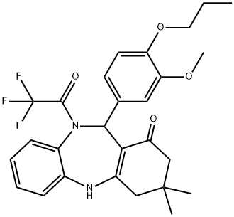 11-(3-methoxy-4-propoxyphenyl)-3,3-dimethyl-10-(trifluoroacetyl)-2,3,4,5,10,11-hexahydro-1H-dibenzo[b,e][1,4]diazepin-1-one Structure