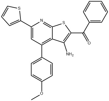 {3-amino-4-[4-(methyloxy)phenyl]-6-thien-2-ylthieno[2,3-b]pyridin-2-yl}(phenyl)methanone Structure