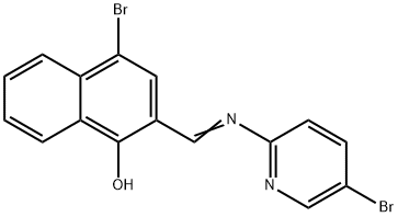 4-bromo-2-{[(5-bromo-2-pyridinyl)imino]methyl}-1-naphthol 化学構造式