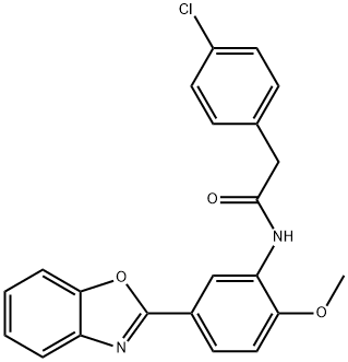 N-[5-(1,3-benzoxazol-2-yl)-2-methoxyphenyl]-2-(4-chlorophenyl)acetamide Struktur