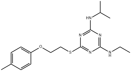 N-ethyl-N-(4-(isopropylamino)-6-{[2-(4-methylphenoxy)ethyl]sulfanyl}-1,3,5-triazin-2-yl)amine 化学構造式