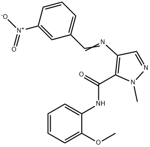 4-({3-nitrobenzylidene}amino)-N-(2-methoxyphenyl)-1-methyl-1H-pyrazole-5-carboxamide Structure