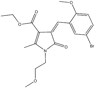 ethyl 4-(5-bromo-2-methoxybenzylidene)-1-(2-methoxyethyl)-2-methyl-5-oxo-4,5-dihydro-1H-pyrrole-3-carboxylate 化学構造式