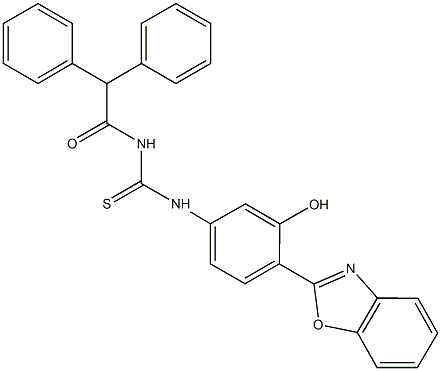 N-[4-(1,3-benzoxazol-2-yl)-3-hydroxyphenyl]-N'-(diphenylacetyl)thiourea Structure