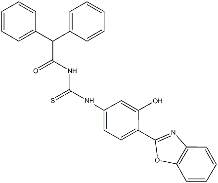 N-[4-(1,3-benzoxazol-2-yl)-3-hydroxyphenyl]-N'-(diphenylacetyl)thiourea 结构式